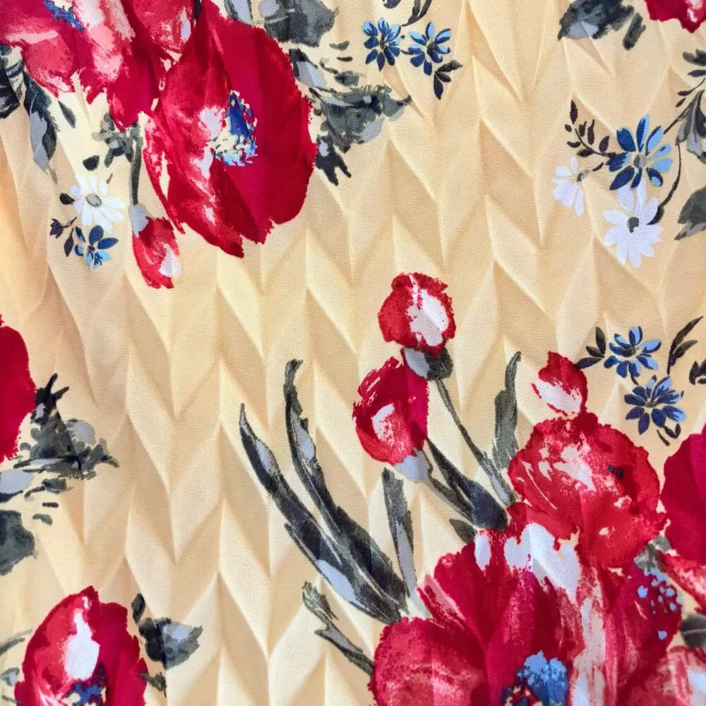 Abercrombie & Fitch Pleated Halter Maxi Dress Yellow Floral Empire Waist XS - Picture 2 of 5